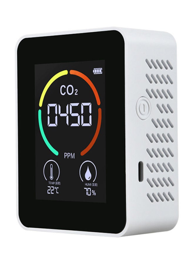 Portable Air Quality Detector with USB Cable White/Black - Image 1