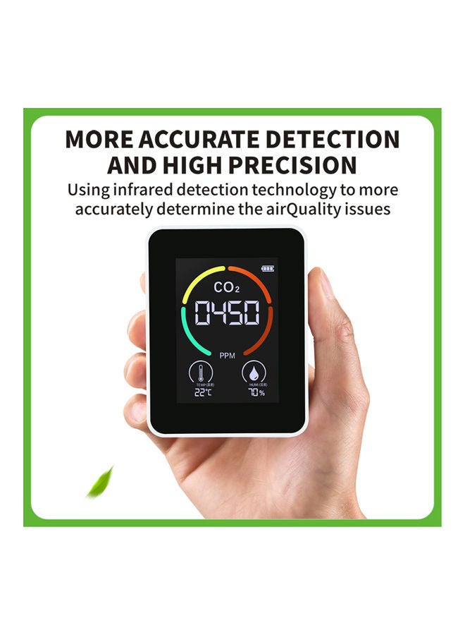 Portable Air Quality Detector with USB Cable White/Black - Image 3