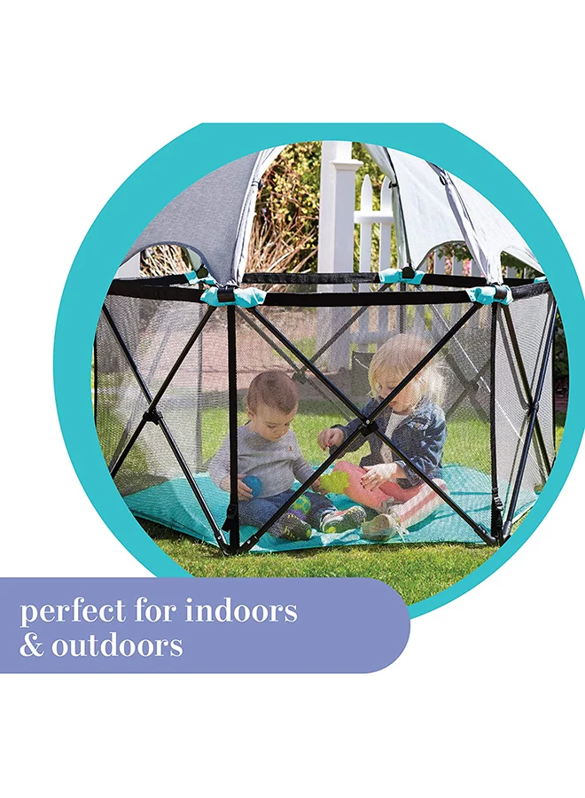 summer infant Pop N Play Deluxe Ultimate Yard - Grey/Blue/Black