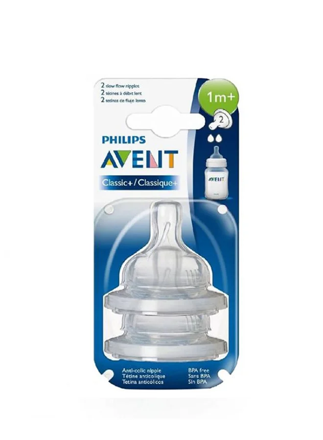 Philips Avent Pack Of 2 Philips Avent Classic Slow Flow Teats, Scf632, 27