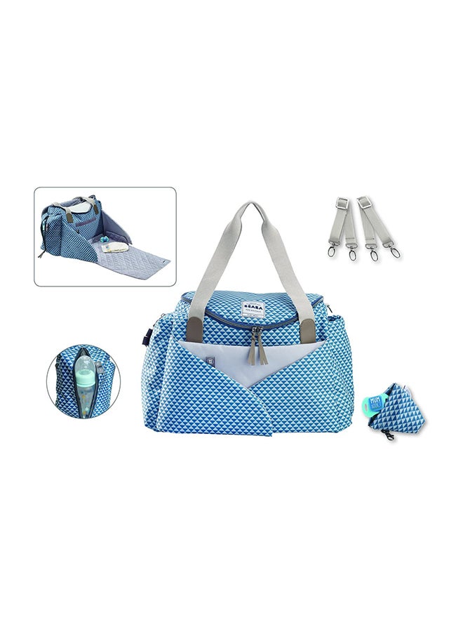 BEABA - Sydney Iibaby Changing Bag Diaper Bag For Babies And Newborn Large Capacity Baby Changing Matiso Thermal Lunch Pouch Buggy Attachment System Print Blue - Image 1