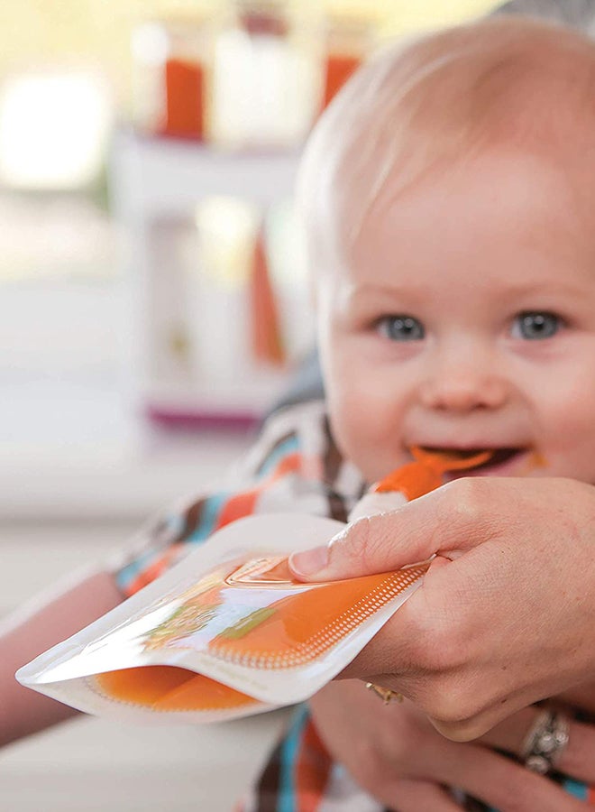 Pack of 50 Squeeze Pouches for Baby, With BPA Free Material, Orange/clear