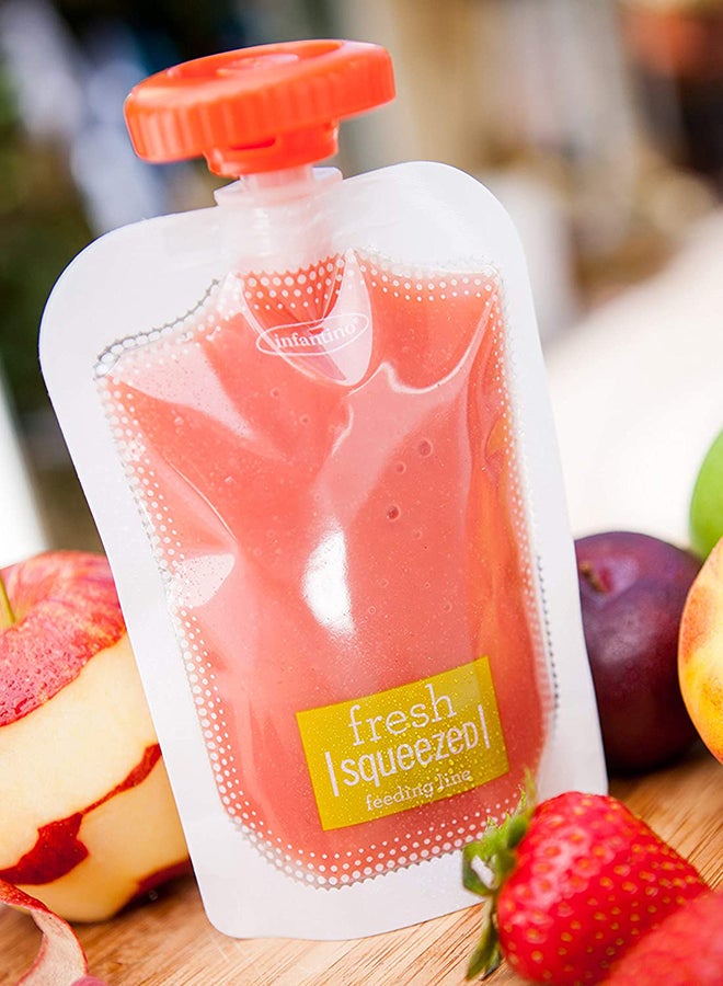Pack of 50 Squeeze Pouches for Baby, With BPA Free Material, Orange/clear