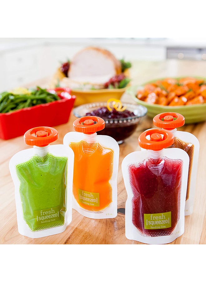 Pack of 50 Squeeze Pouches for Baby, With BPA Free Material, Orange/clear