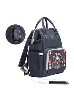 Sunveno Printed USB Diaper Bag Backpack With Large Capacity, Multifunction, Travel Backpack - Black  - Image 5