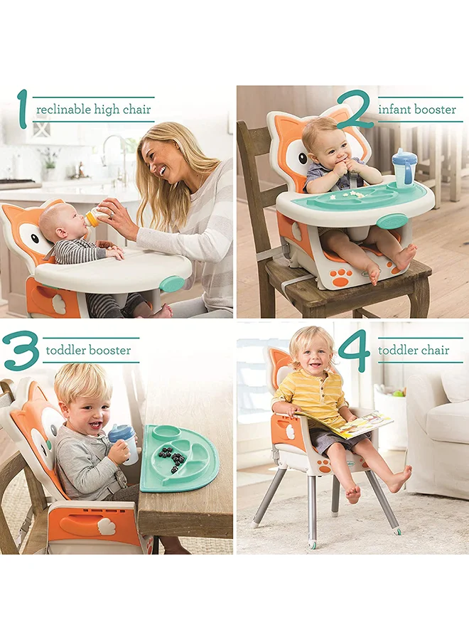 infantino Grow With Me 4-In-1 Convertible High Chair, Orange/White/Blue - IN203008