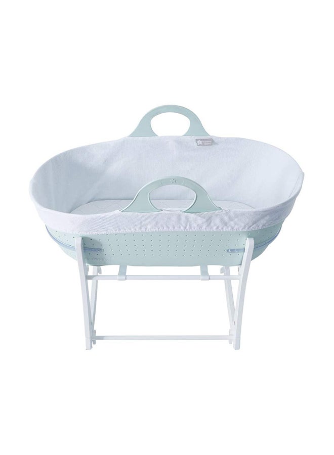 tommee tippee - Sleepee Moses Basket With Stand - Mint Green/White - Image 1