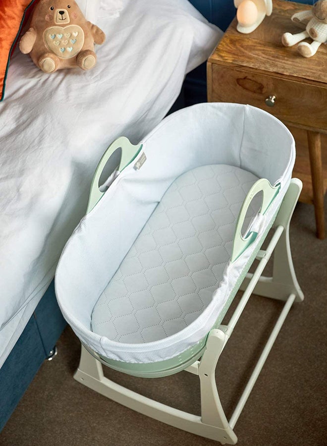 tommee tippee - Sleepee Moses Basket With Stand - Mint Green/White - Image 1