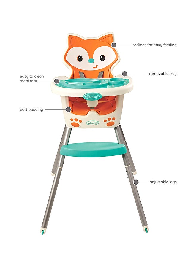 infantino Grow With Me 4-In-1 Convertible High Chair, Orange/White/Blue - IN203008  - Image 4