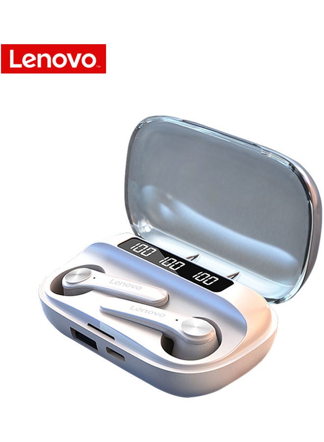 لينوفو سماعة أذن داخلية لاسلكية تعمل بتقنية البلوتوث مع علبة شحن رقمية أبيض - Image 1