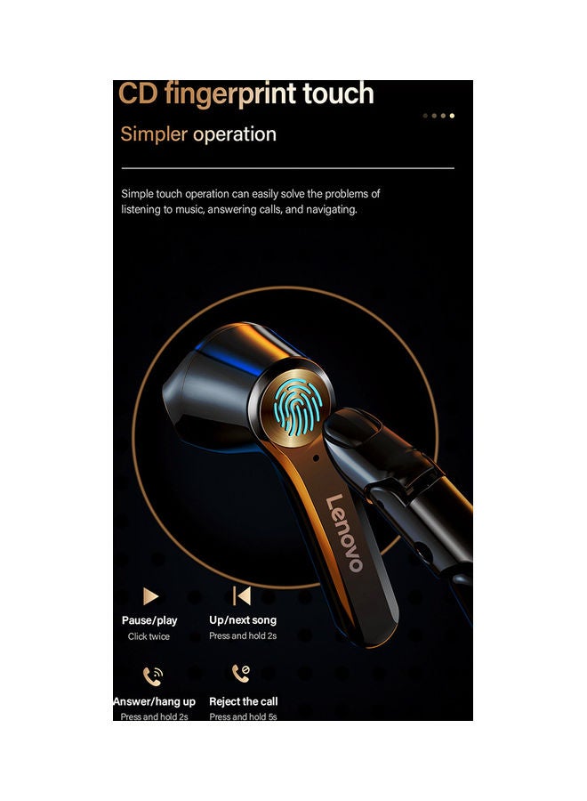 لينوفو سماعة أذن داخلية لاسلكية تعمل بتقنية البلوتوث مع علبة شحن رقمية أبيض - Image 4
