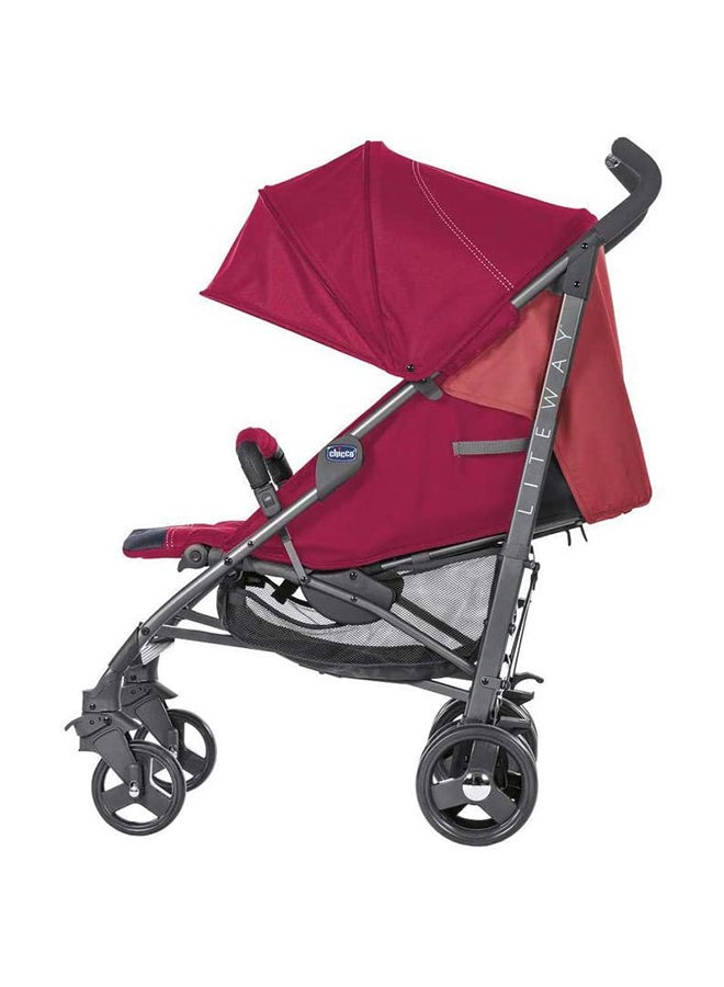 Chicco - Lite Way 3 Basic Baby Single Stroller With Bumper Bar, 5 Harness Point, Folded, 0 Months -3 Years, Red Berry - Image 1