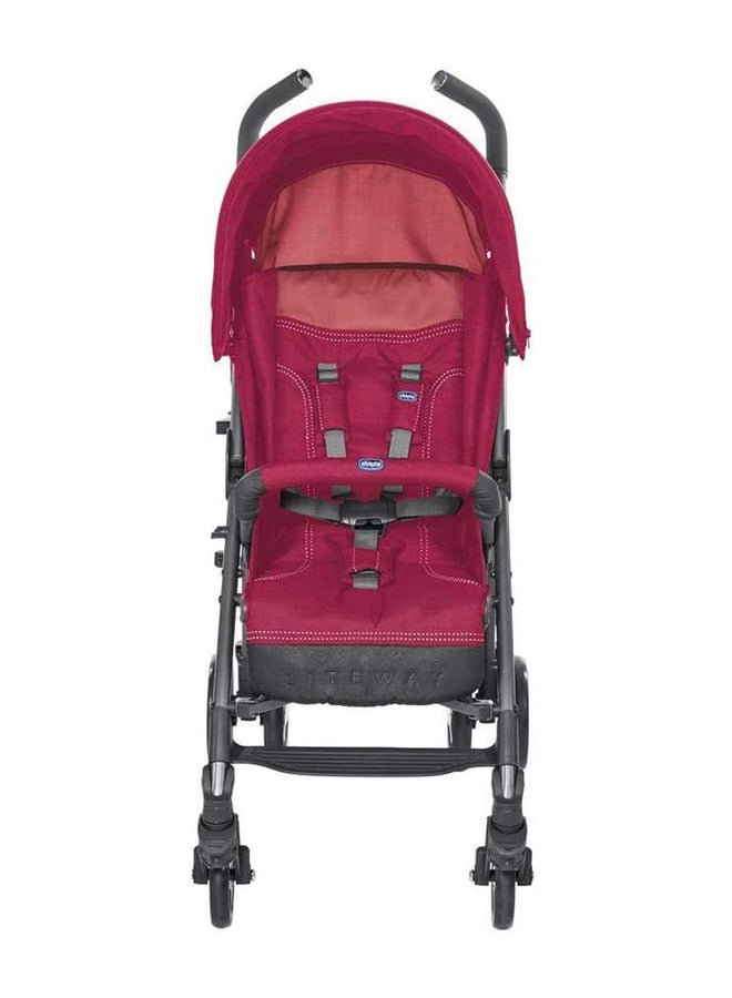 Chicco - Lite Way 3 Basic Baby Single Stroller With Bumper Bar, 5 Harness Point, Folded, 0 Months -3 Years, Red Berry - Image 1