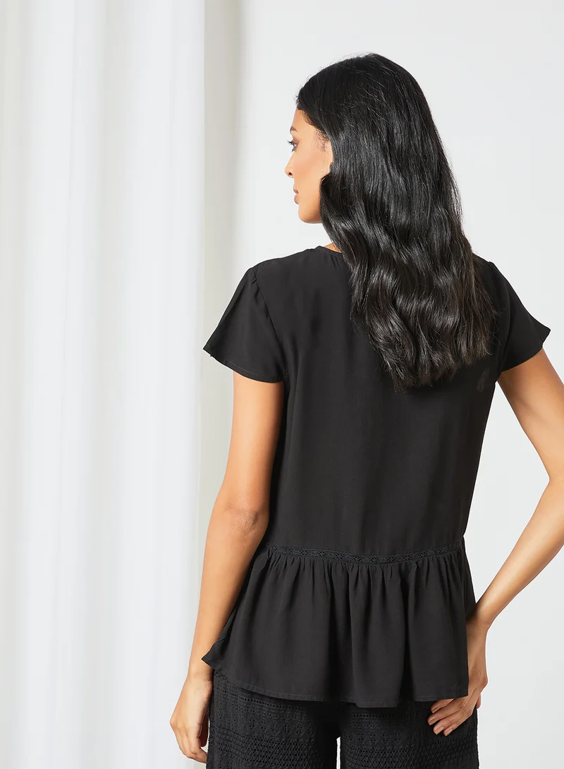 VERO MODA V-Neck Top Black