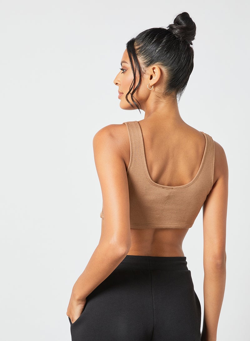 Fleece Crop Top Beige