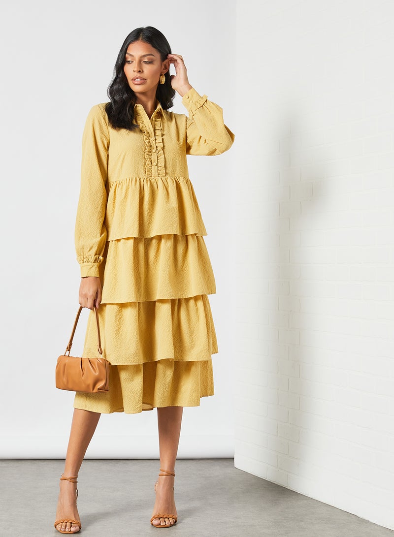 Layered Ruffle Dress Yellow - v1623845561/N44657281V_3