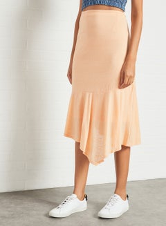 High Waist Ruffle Hem Skirt Orange
