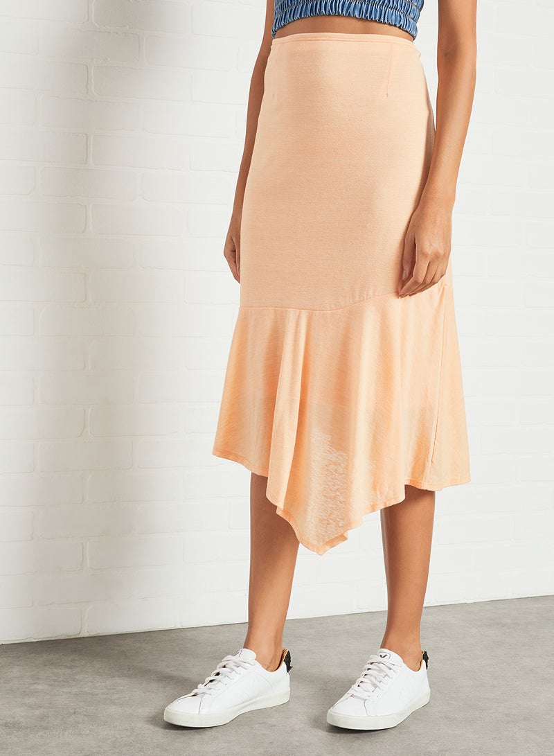 SIVVI for HANIYA - High Waist Ruffle Hem Skirt Orange - Image 1