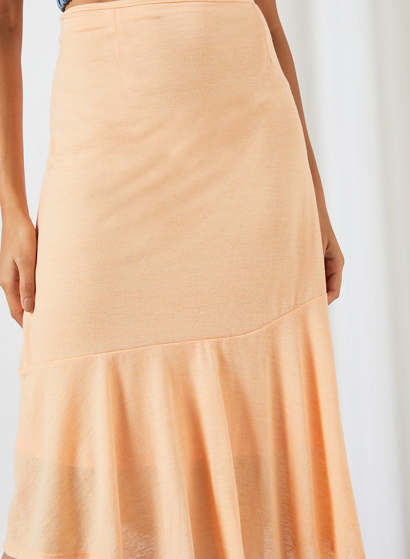 SIVVI for HANIYA - High Waist Ruffle Hem Skirt Orange - Image 1
