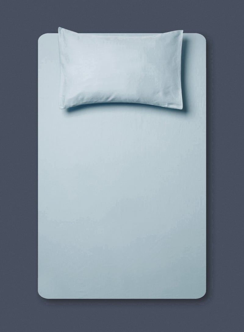 Noon East Fitted Sheet Set Made From 300 Thread Count 100% Cotton Bed Sheet With 2 Pillow Case 50x75 cm, Bed Linen For 150x200+25 cm Queen Size Mattress Mint Blue - Image 1