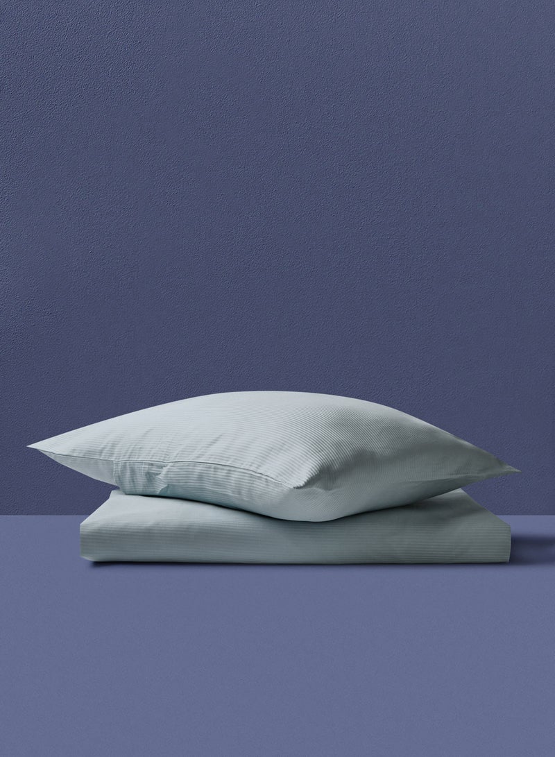 Noon East Fitted Sheet Set Made From 300 Thread Count 100% Cotton Bed Sheet With 2 Pillow Case 50x75 cm, Bed Linen For 150x200+25 cm Queen Size Mattress Mint Blue - Image 3