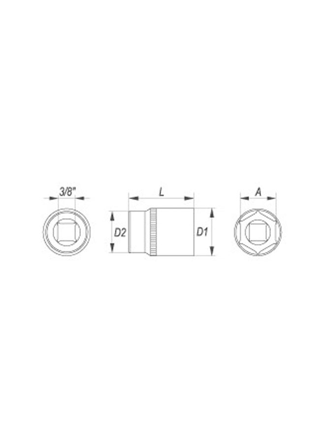 Hexagonal Socket 20mm 3/8 Silver