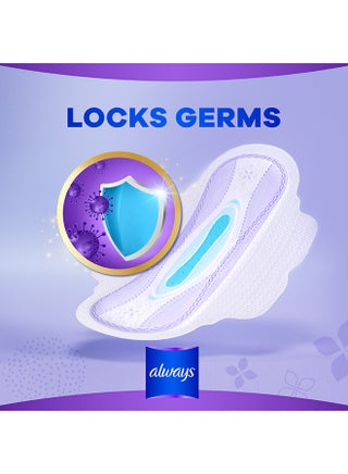 All In One Ultra Thin, Large Sanitary Pads With Wings, 14 Count purple Large - view 4