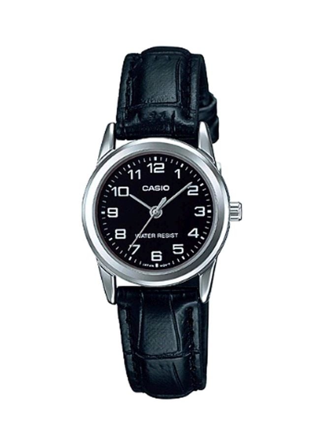 CASIO Women's Leather Analog Watch LTP-V001L-1 - 25 mm - Black - Image 1