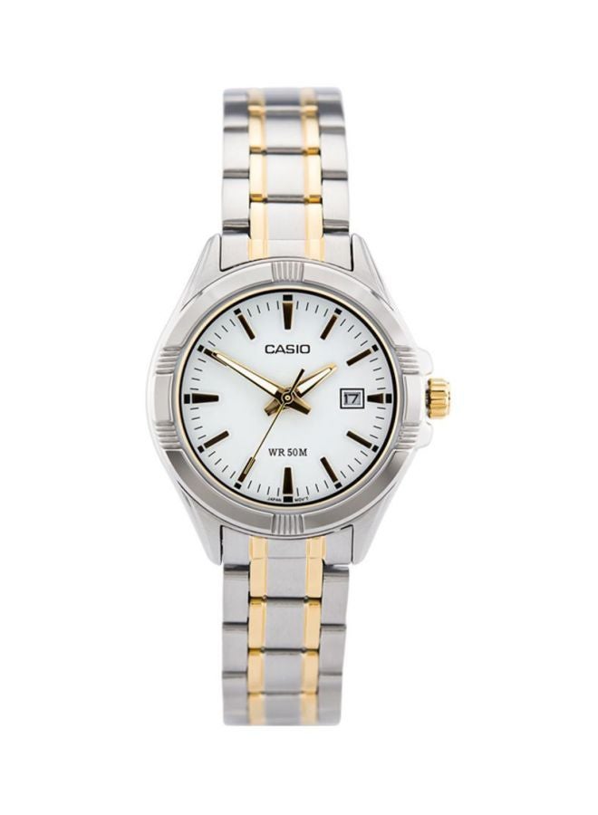 كاسيو ساعة يد بعقارب وسوار من الإستانلس ستيل طراز MTP-1308SG-7AV - قياس 44 مم - فضي/ذهبي للرجال - Image 1