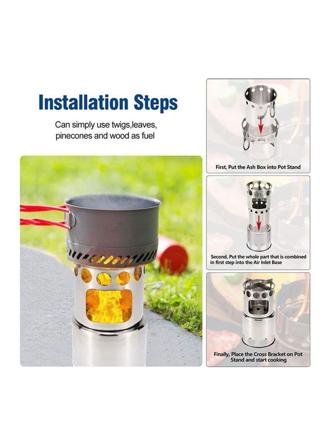 XiuWoo Portable Folding Stainless Steel Outdoor Wood Burning Camp Stove with Bag 21 x 11.5cm  - Image 3