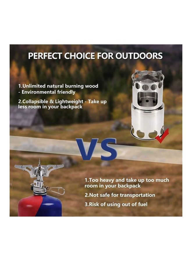 XiuWoo Portable Folding Stainless Steel Outdoor Wood Burning Camp Stove with Bag 21 x 11.5cm  - Image 4