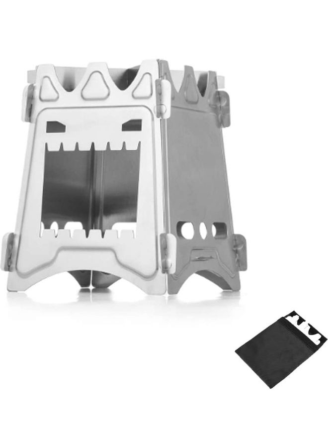 XiuWoo Portable Folding Stainless Steel Outdoor Wood Burning Camp Stove with Bag 6.3 x 5inch  - Image 1