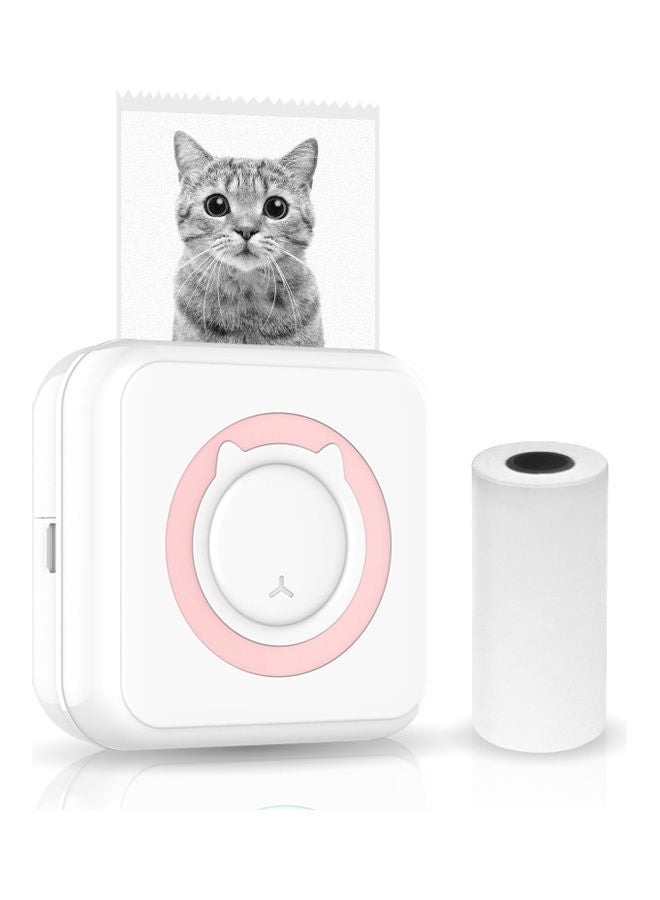 Mini Pocket Photo Printer Pink/White - Image 1