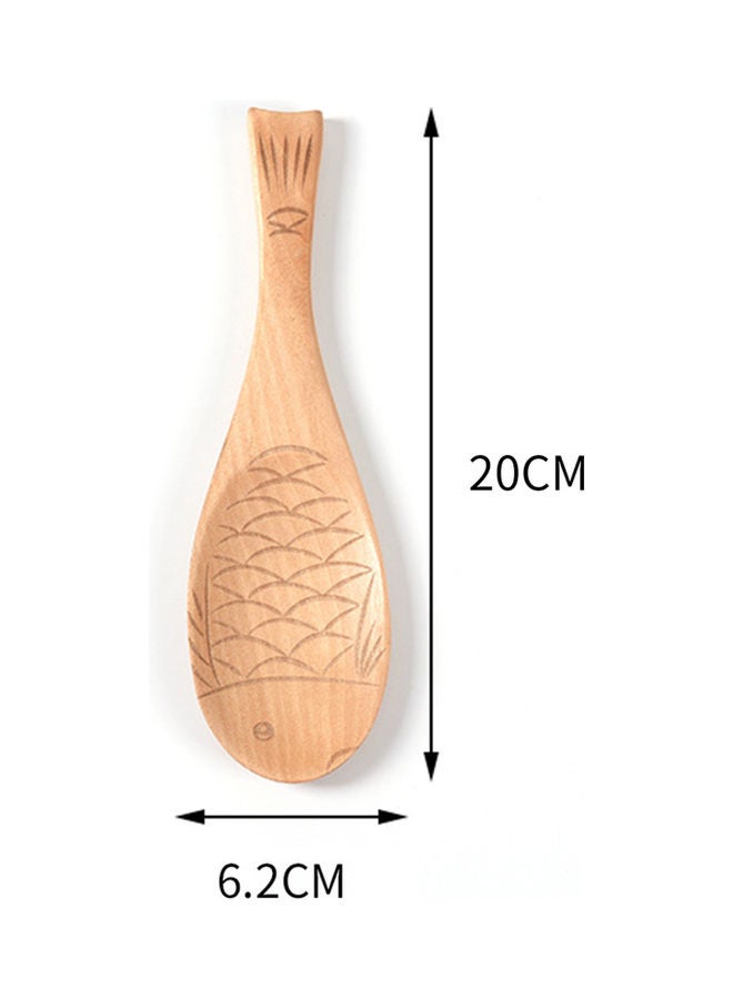 Wooden Fish Shaped Rice Spoon Beige 20x6.2cm  - Image 2
