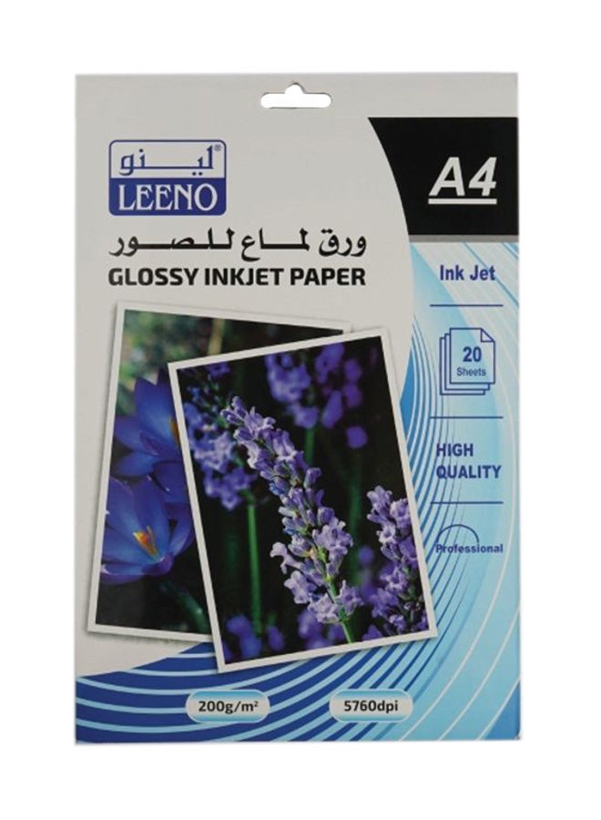 LEENO - 20-Sheet A4 Inkjet Printing Glossy Photo Paper - Image 1