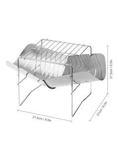 XiuWoo 2-in-1 Portable Folding Stainless Steel Barbecue Grill Camp Firepit Silver 21.5 x 21 x 21.5cm  - Image 3