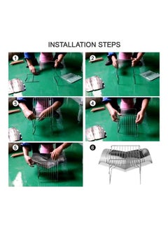XiuWoo 2-in-1 Portable Folding Stainless Steel Barbecue Grill Camp Firepit Silver 21.5 x 21 x 21.5cm  - Image 4