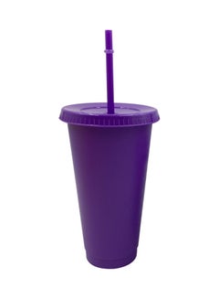 Water Bottle Cup With Lid And Straw Deep  Purple