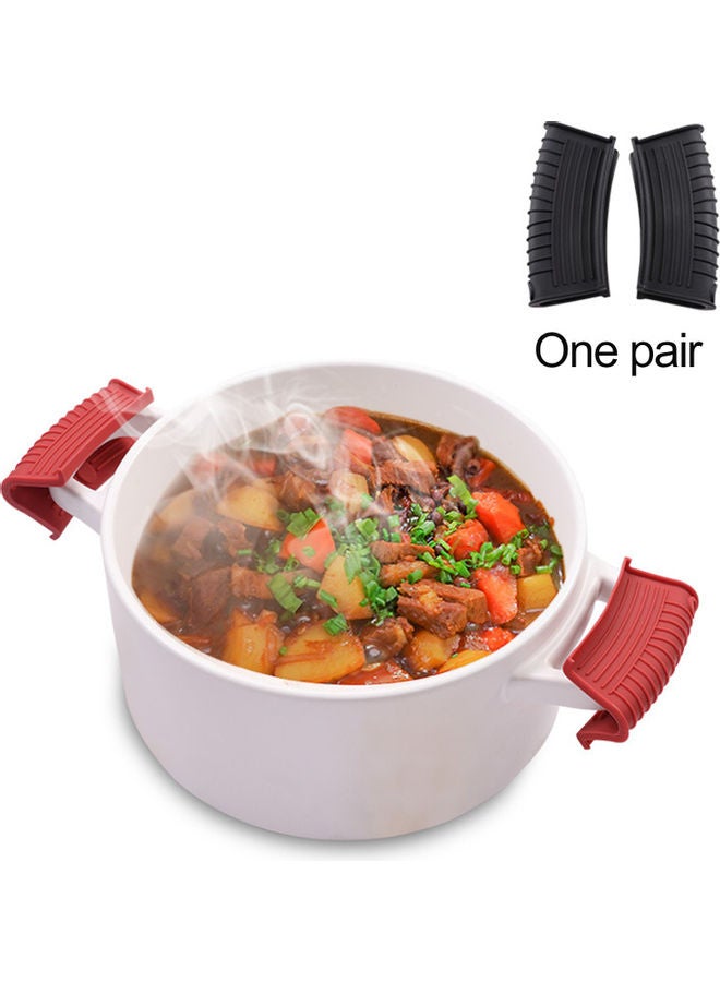 Generic 3-Piece Pot Holder Sleeve With Ear Clips Red  - Image 2