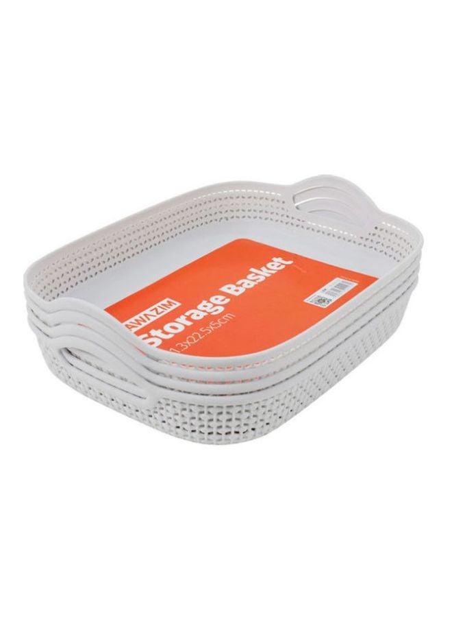 LAWAZIM - 4-Pieces Rectangular Fruit Baskets Grey 22.5x1.3x5cm - Image 1