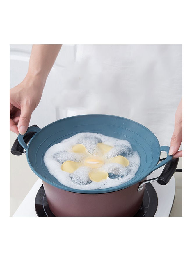 Flower Shape Silicone Foldable Pot Cover Lid For Kitchen Blue 32.5cmx27cmx1cm/12.8inx10.63inx0.39incm  - Image 3