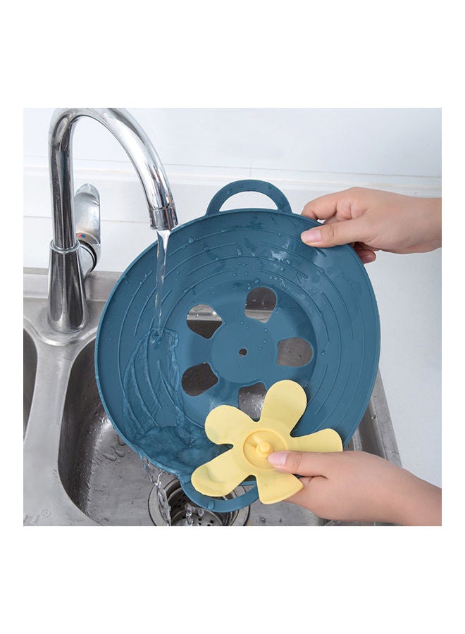 Flower Shape Silicone Foldable Pot Cover Lid For Kitchen Blue 32.5cmx27cmx1cm/12.8inx10.63inx0.39incm  - Image 4