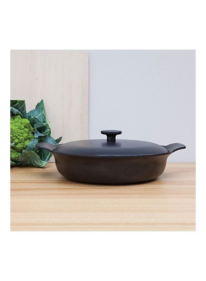 Cast Iron Pan With Lid Black 28cm