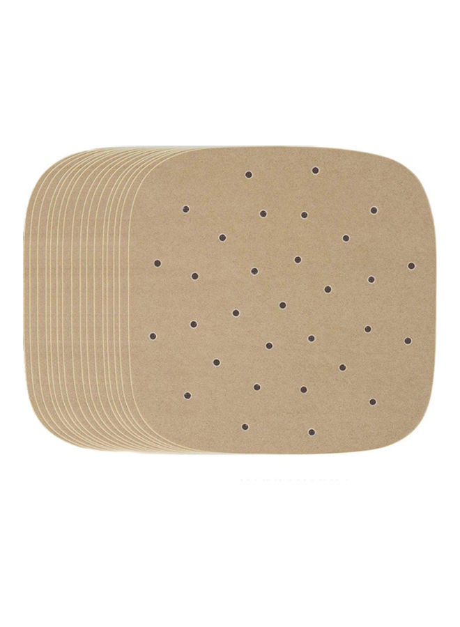 100-Piece Lightweight Portable Bamboo Steamer Liner Pads Brown - Image 1