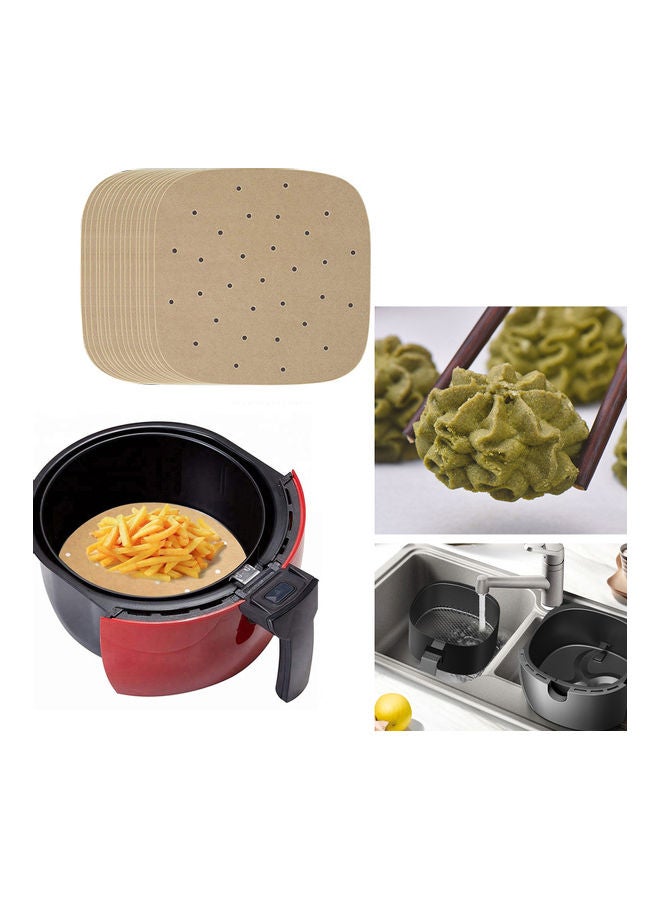 100-Piece Lightweight Portable Bamboo Steamer Liner Pads Brown - Image 5