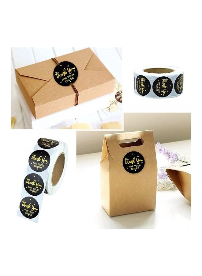 بريميفي "مجموعة ملصقات مطبوعة بعبارة "Thank You For Your Order" مكونة من 1000 قطعة" ذهبي/ وردي/ أسود - Image 3