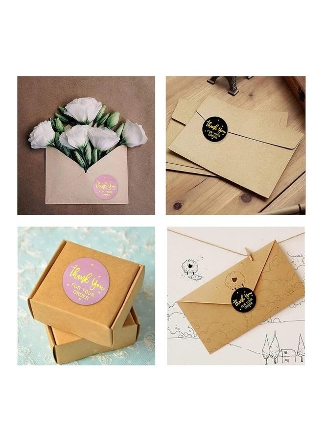 بريميفي "مجموعة ملصقات مطبوعة بعبارة "Thank You For Your Order" مكونة من 1000 قطعة" ذهبي/ وردي/ أسود - Image 4