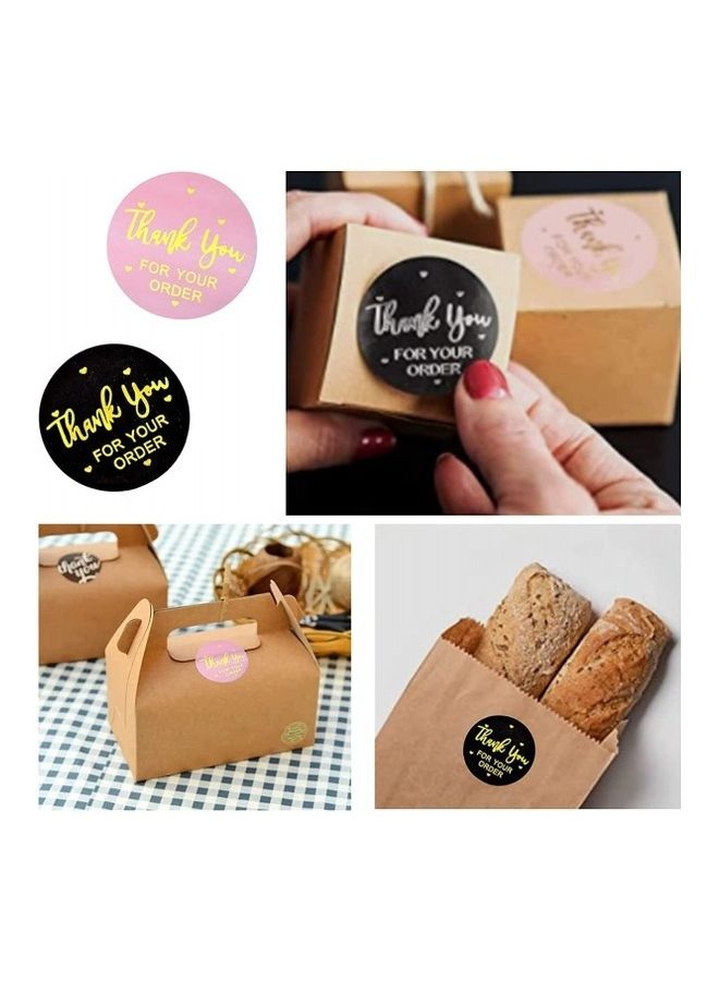 بريميفي "مجموعة ملصقات مطبوعة بعبارة "Thank You For Your Order" مكونة من 1000 قطعة" ذهبي/ وردي/ أسود - Image 5