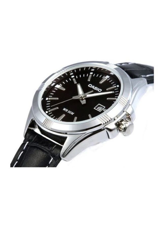 CASIO Men's Leather Analog Watch MTP-1308L-1AV - 44 mm - Black - Image 3