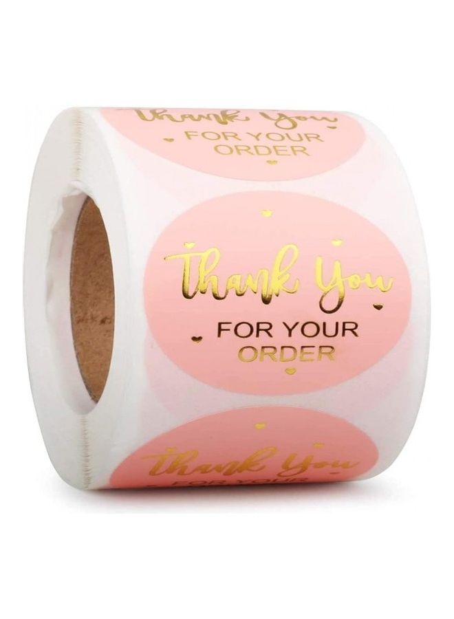 Premify 500-Piece Thank You For Your Order Printed Labels Pink/Gold  - Image 1